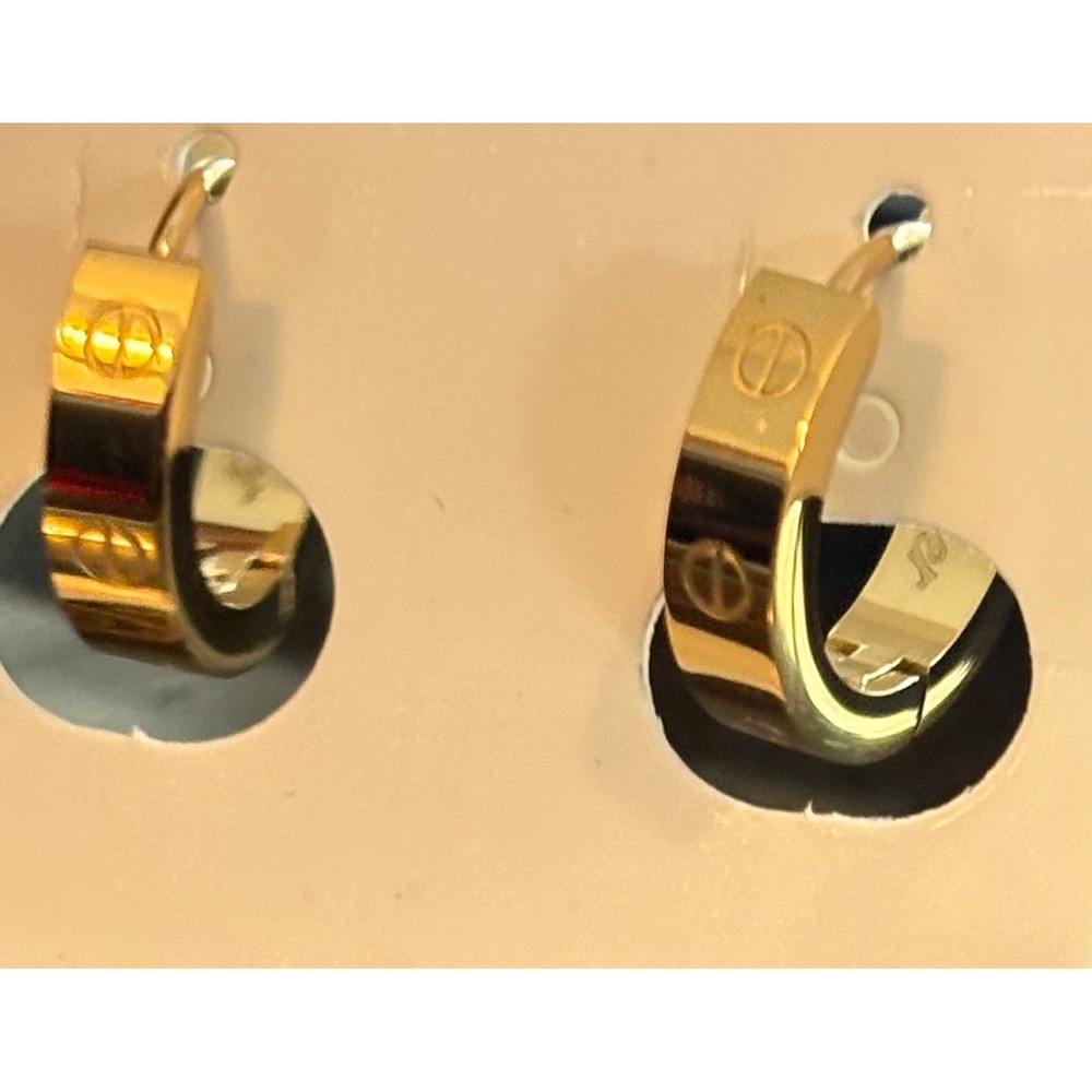 Gold  Huggie hoop Earrings Fashion‎ Jewelry Fun Unique Gift for Her NWOT - Picture 7 of 7